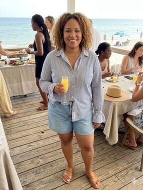 Alex Mill Wash & Go Jo Shirt Striped Cotton Poplin Ruffle Tie Sleeve XL